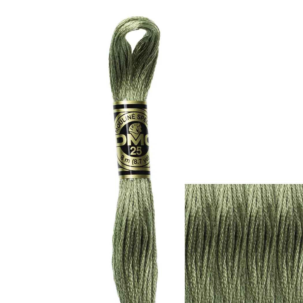 DMC Embroidery Floss, 6-Strand - Green Gray Medium #3052