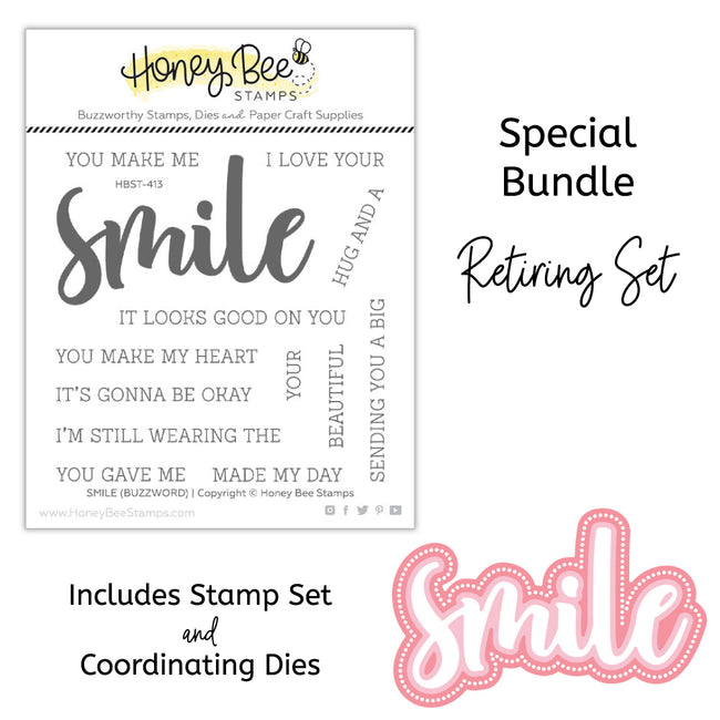 Smile Buzzword - 4x4 Stamp Set and Coordinating Dies Bundle