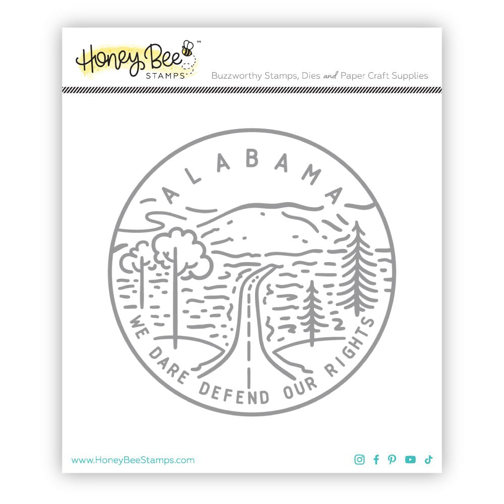 50 States Circles - 2x2 Photopolymer Stamp Set - Alabama - Honey Bee Stamps