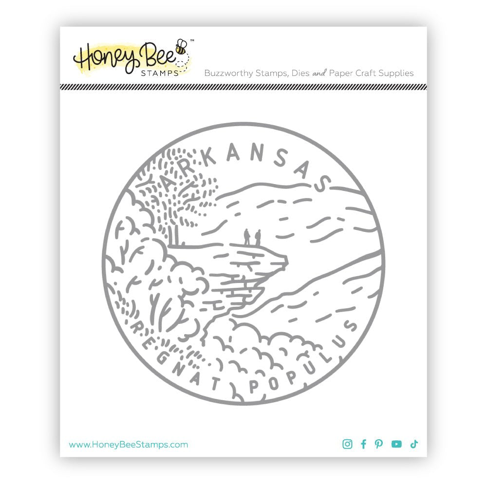 50 States Circles - 2x2 Photopolymer Stamp Set - Arkansas - Honey Bee Stamps