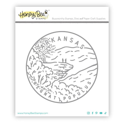 50 States Circles - 2x2 Photopolymer Stamp Set - Arkansas - Honey Bee Stamps