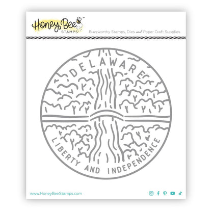 50 States Circles - 2x2 Photopolymer Stamp Set - Delaware - Honey Bee Stamps