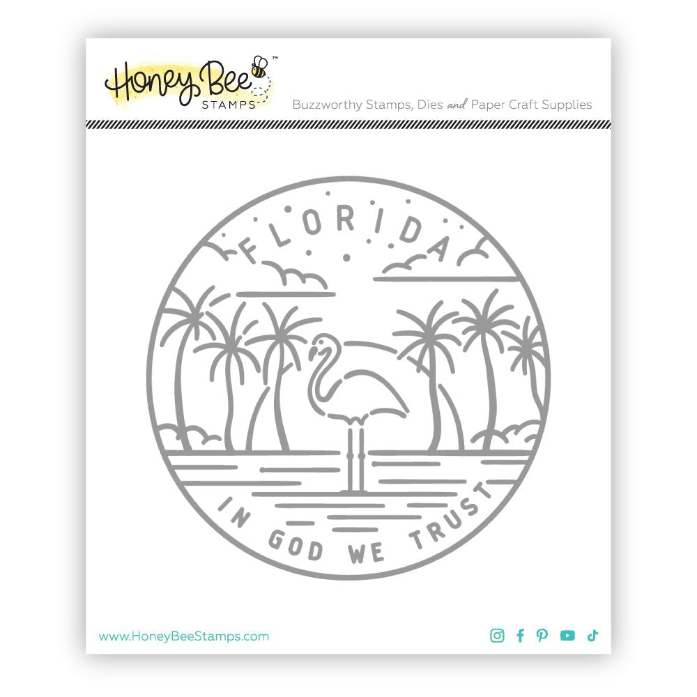 50 States Circles - 2x2 Photopolymer Stamp Set - Florida - Honey Bee Stamps