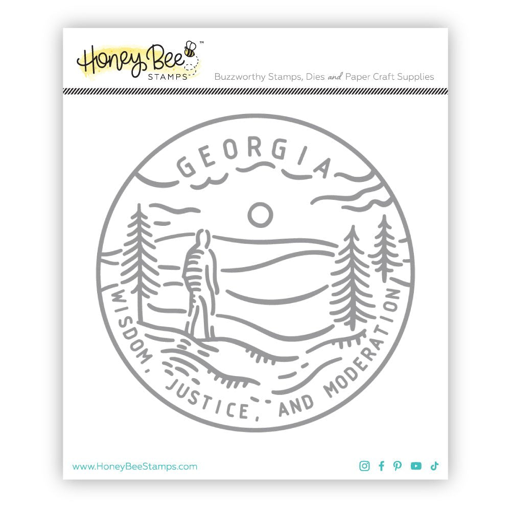 50 States Circles - 2x2 Photopolymer Stamp Set - Georgia - Honey Bee Stamps
