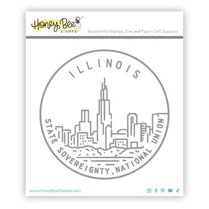 50 States Circles - 2x2 Photopolymer Stamp Set - Illinois - Honey Bee Stamps