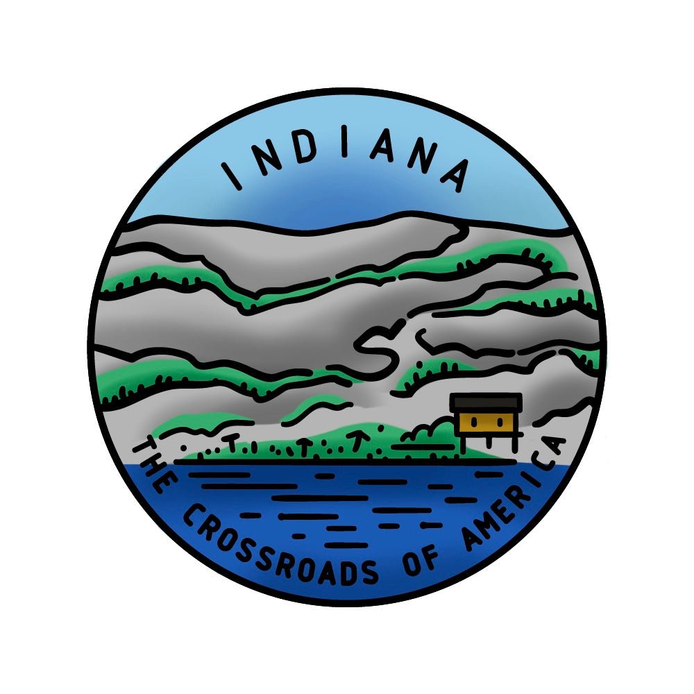 50 States Circles - 2x2 Photopolymer Stamp Set - Indiana - Honey Bee Stamps