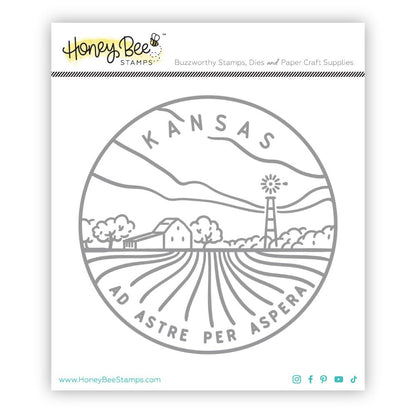 50 States Circles - 2x2 Photopolymer Stamp Set - Kansas - Honey Bee Stamps