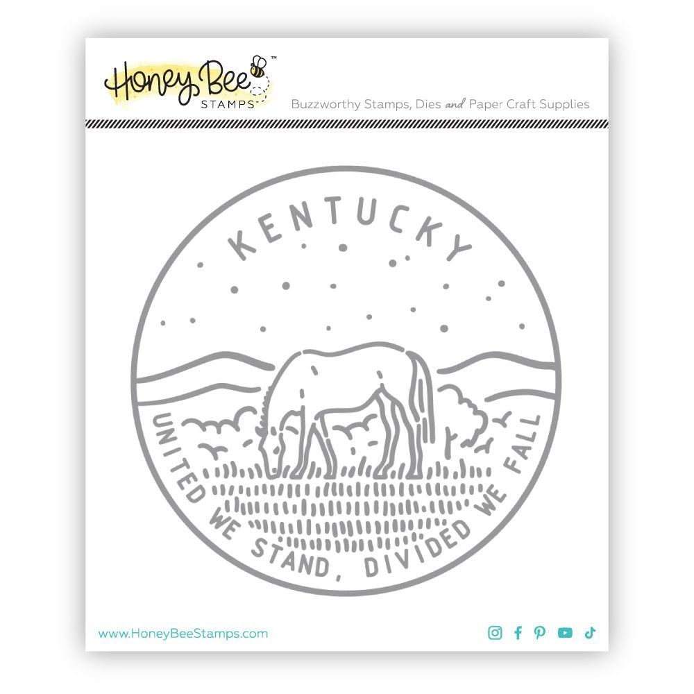50 States Circles - 2x2 Photopolymer Stamp Set - Kentucky - Honey Bee Stamps