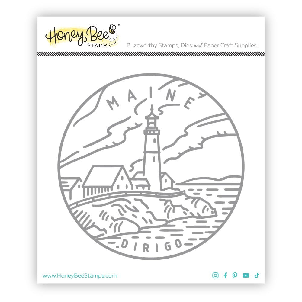 50 States Circles - 2x2 Photopolymer Stamp Set - Maine - Honey Bee Stamps