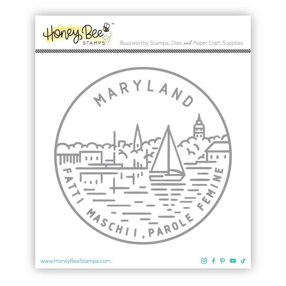 50 States Circles - 2x2 Photopolymer Stamp Set - Maryland - Honey Bee Stamps