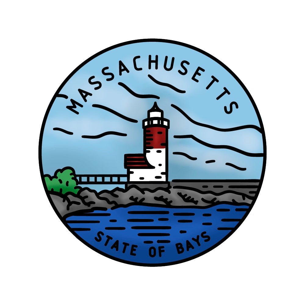 50 States Circles - 2x2 Photopolymer Stamp Set - Massachusetts - Honey Bee Stamps