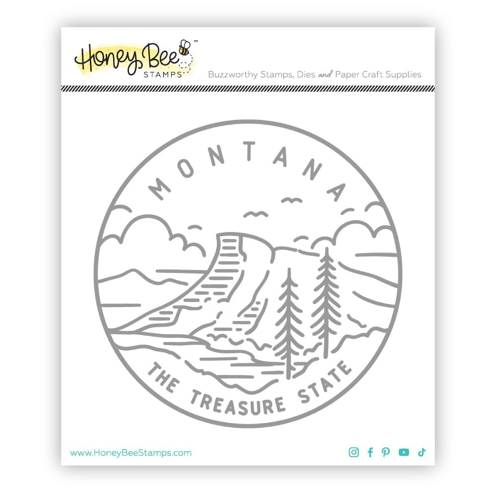 50 States Circles - 2x2 Photopolymer Stamp Set - Montana - Honey Bee Stamps
