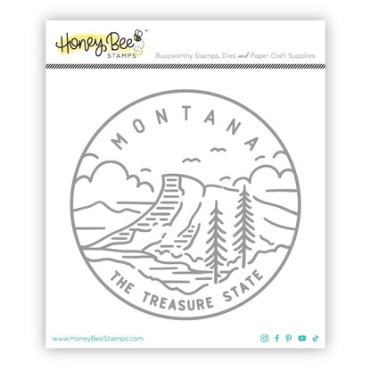 50 States Circles - 2x2 Photopolymer Stamp Set - Montana - Honey Bee Stamps