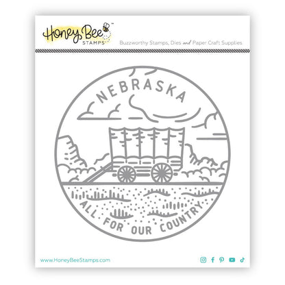 50 States Circles - 2x2 Photopolymer Stamp Set - Nebraska - Honey Bee Stamps