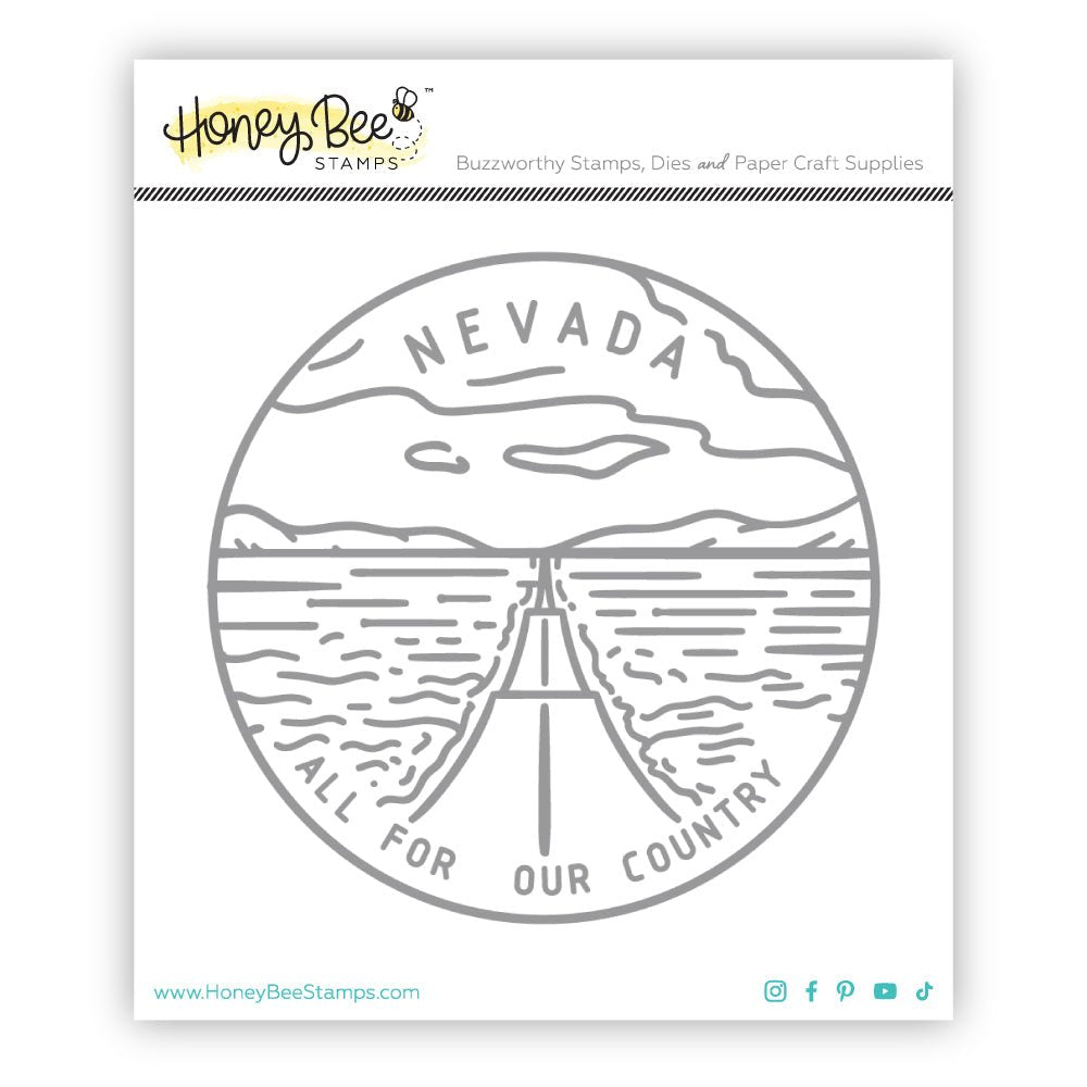 50 States Circles - 2x2 Photopolymer Stamp Set - Nevada - Honey Bee Stamps
