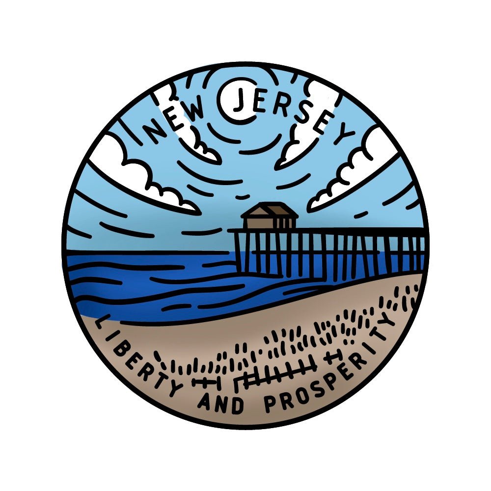 50 States Circles - 2x2 Photopolymer Stamp Set - New Jersey - Honey Bee Stamps