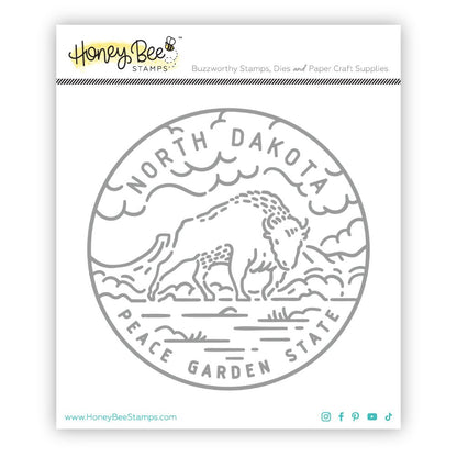 50 States Circles - 2x2 Photopolymer Stamp Set - North Dakota - Honey Bee Stamps