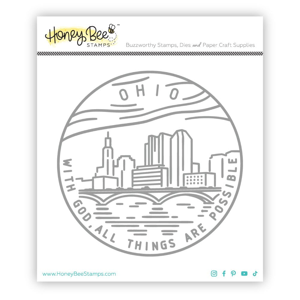 50 States Circles - 2x2 Photopolymer Stamp Set - Ohio - Honey Bee Stamps
