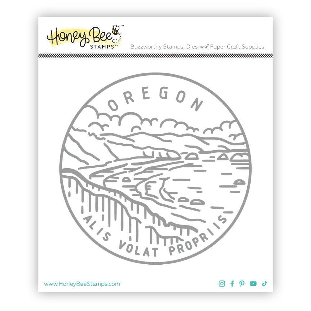 50 States Circles - 2x2 Photopolymer Stamp Set - Oregon - Honey Bee Stamps