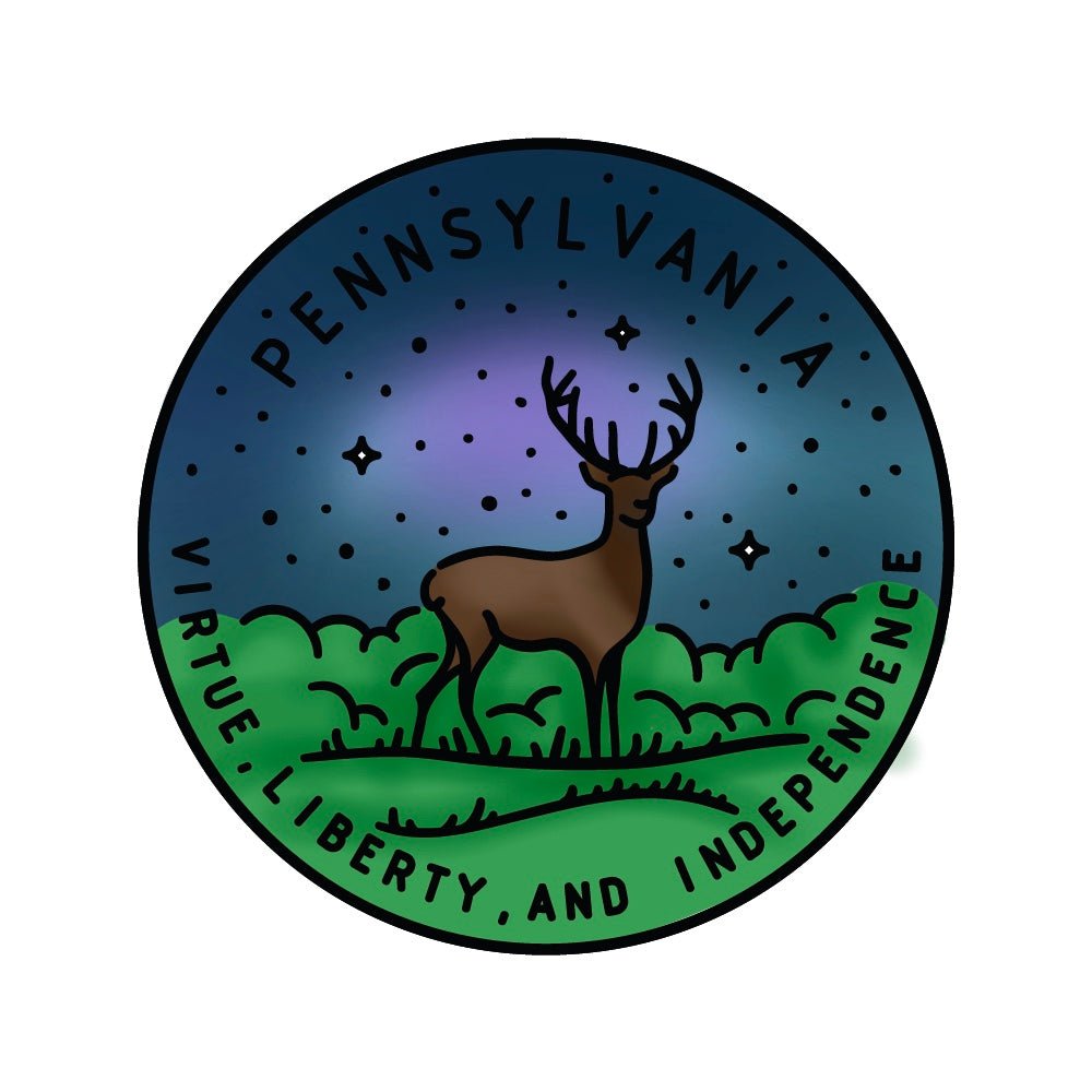 50 States Circles - 2x2 Photopolymer Stamp Set - Pennsylvania - Honey Bee Stamps