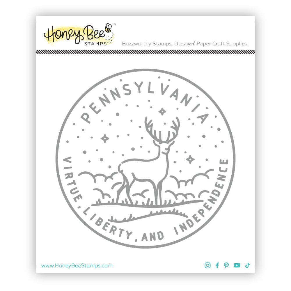 50 States Circles - 2x2 Photopolymer Stamp Set - Pennsylvania - Honey Bee Stamps