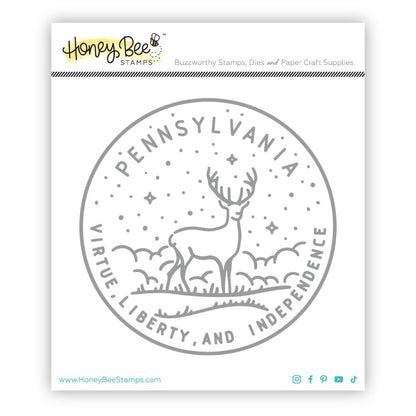 50 States Circles - 2x2 Photopolymer Stamp Set - Pennsylvania - Honey Bee Stamps