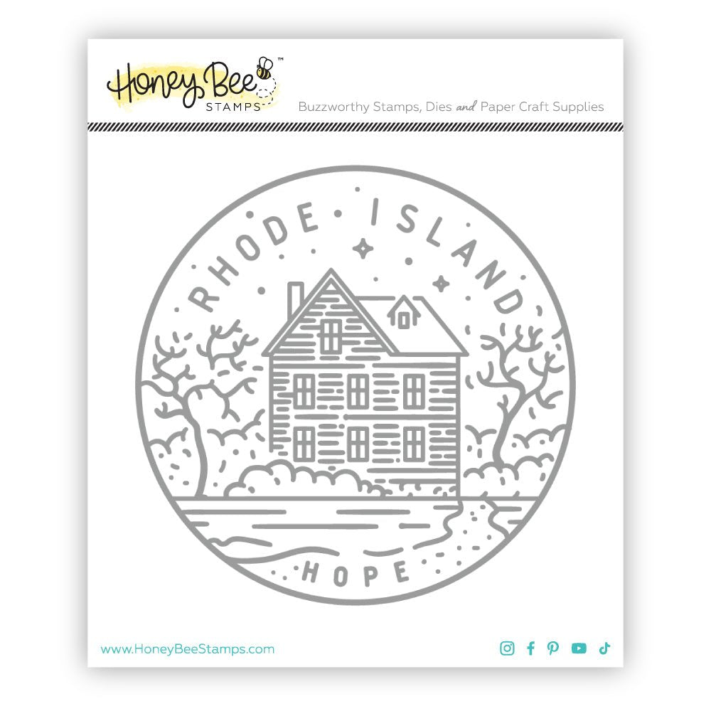 50 States Circles - 2x2 Photopolymer Stamp Set - Rhode Island - Honey Bee Stamps