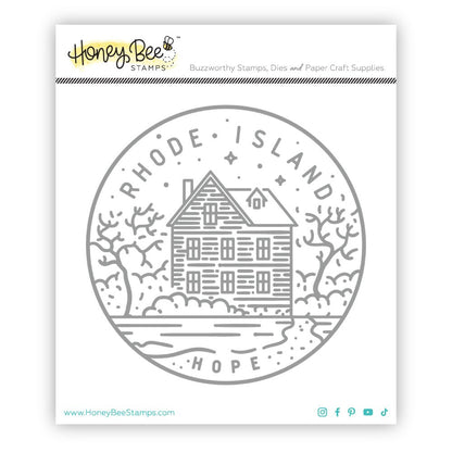 50 States Circles - 2x2 Photopolymer Stamp Set - Rhode Island - Honey Bee Stamps