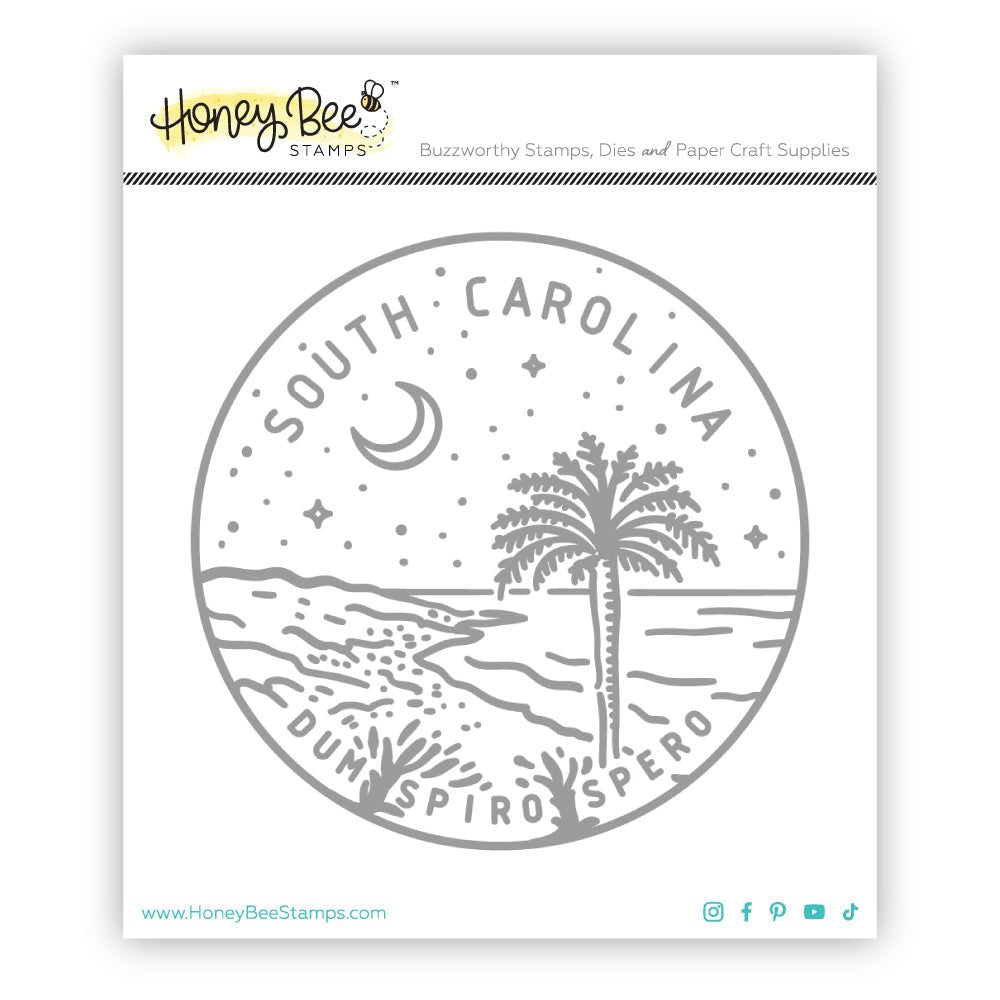 50 States Circles - 2x2 Photopolymer Stamp Set - South Carolina - Honey Bee Stamps