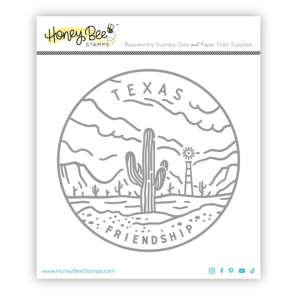 50 States Circles - 2x2 Photopolymer Stamp Set - Texas - Honey Bee Stamps