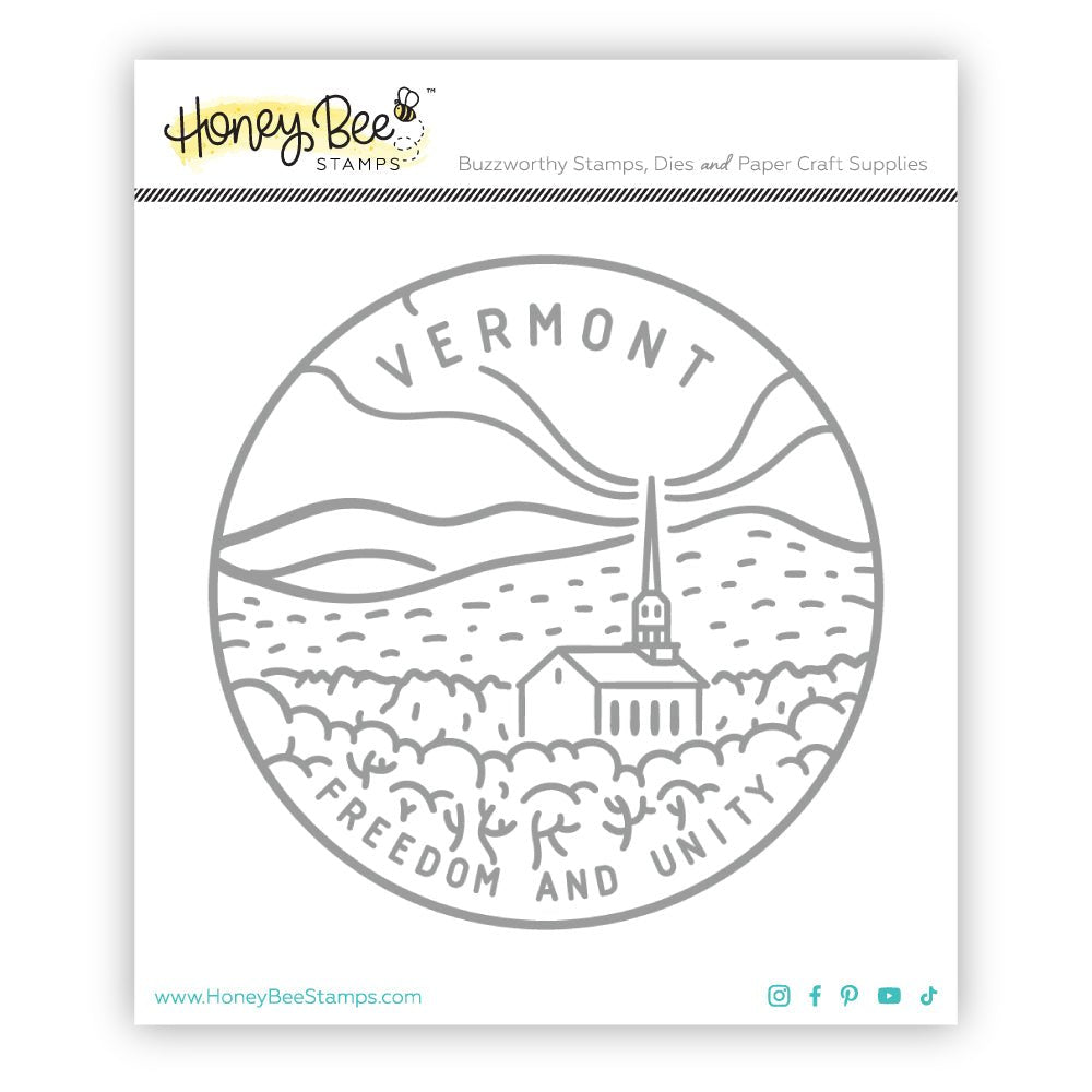 50 States Circles - 2x2 Photopolymer Stamp Set - Vermont - Honey Bee Stamps