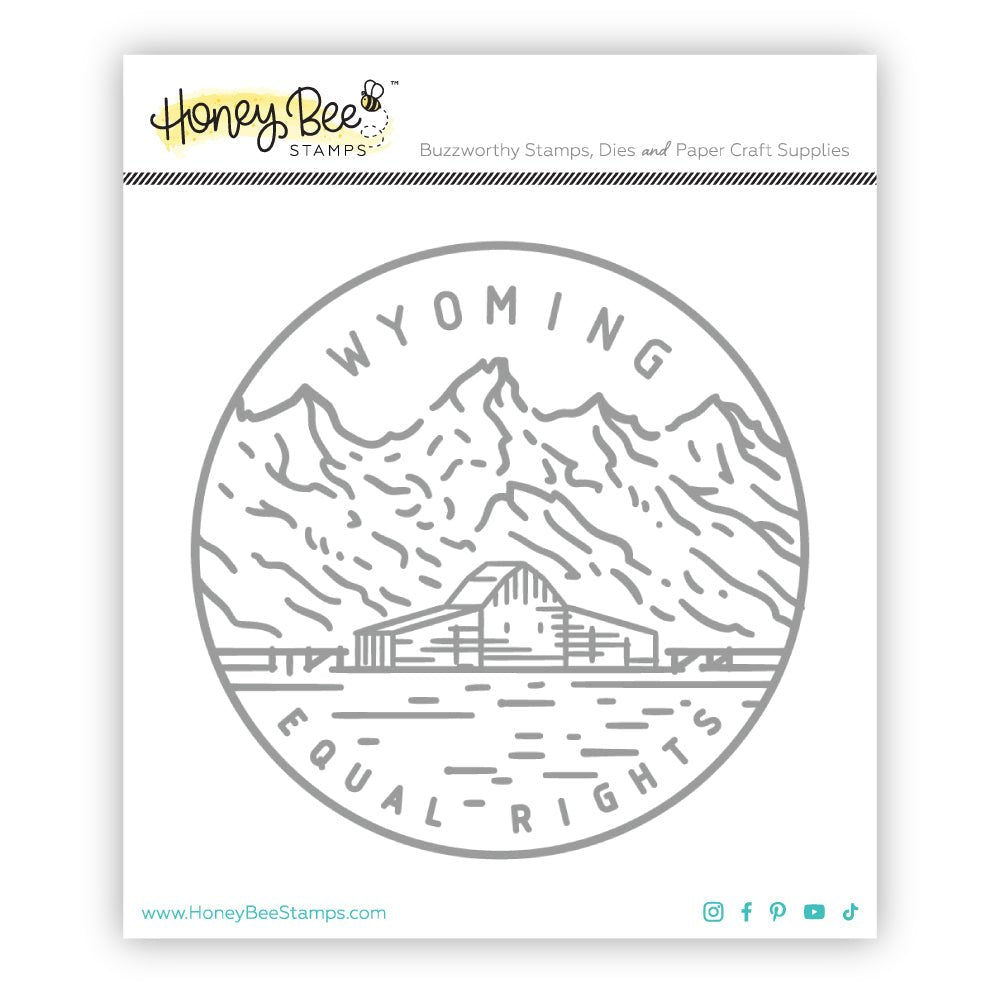50 States Circles - 2x2 Photopolymer Stamp Set - Wyoming - Honey Bee Stamps