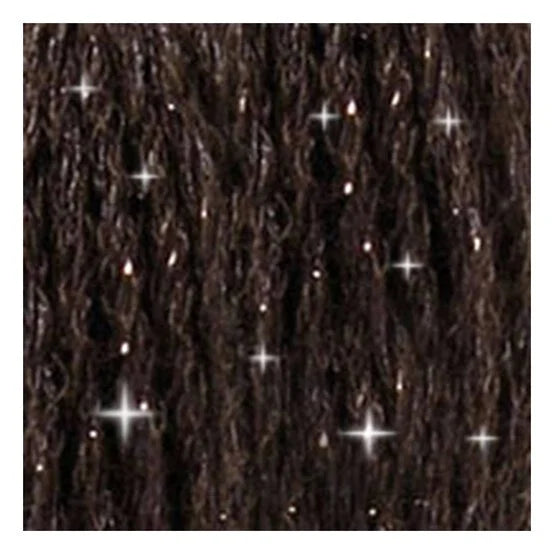 Close-up of dark brown thread with sparkle