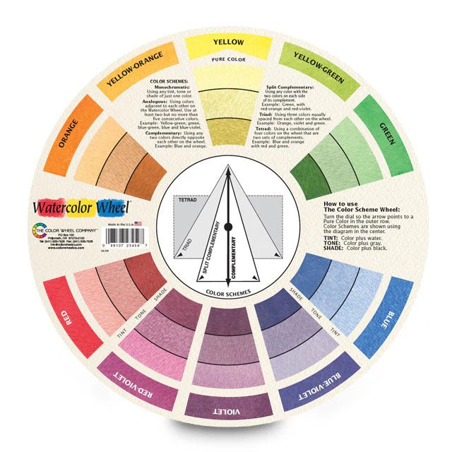 9 - 1/2" Watercolor Wheel Color Mixing Guide - Honey Bee Stamps