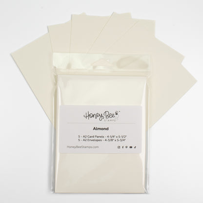 Honey Bee A2 Card Panels and Envelopes Set Of 5 - Almond
