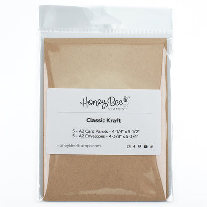 Honey Bee A2 Card Panels and Envelopes Set Of 5 - Classic Kraft