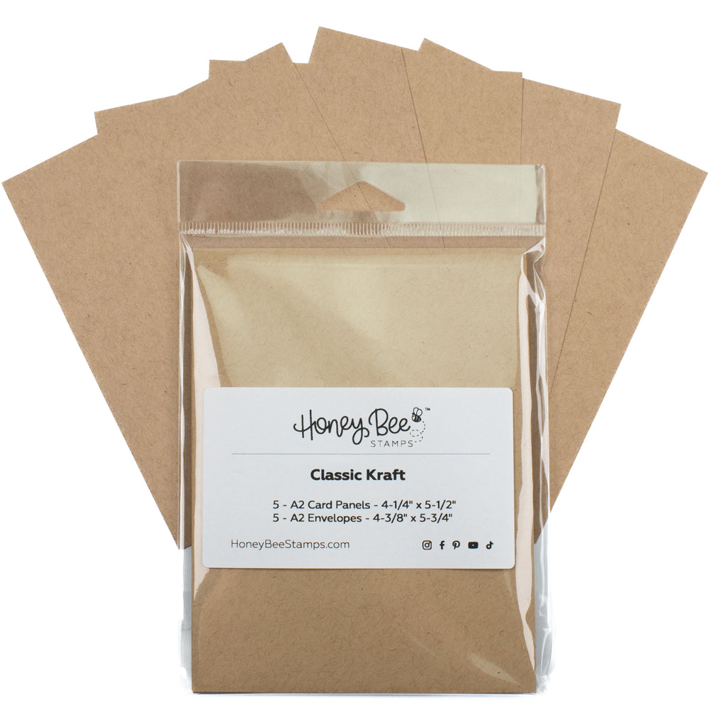 Honey Bee A2 Card Panels and Envelopes Set Of 5 - Classic Kraft