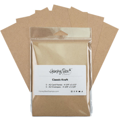 Honey Bee A2 Card Panels and Envelopes Set Of 5 - Classic Kraft