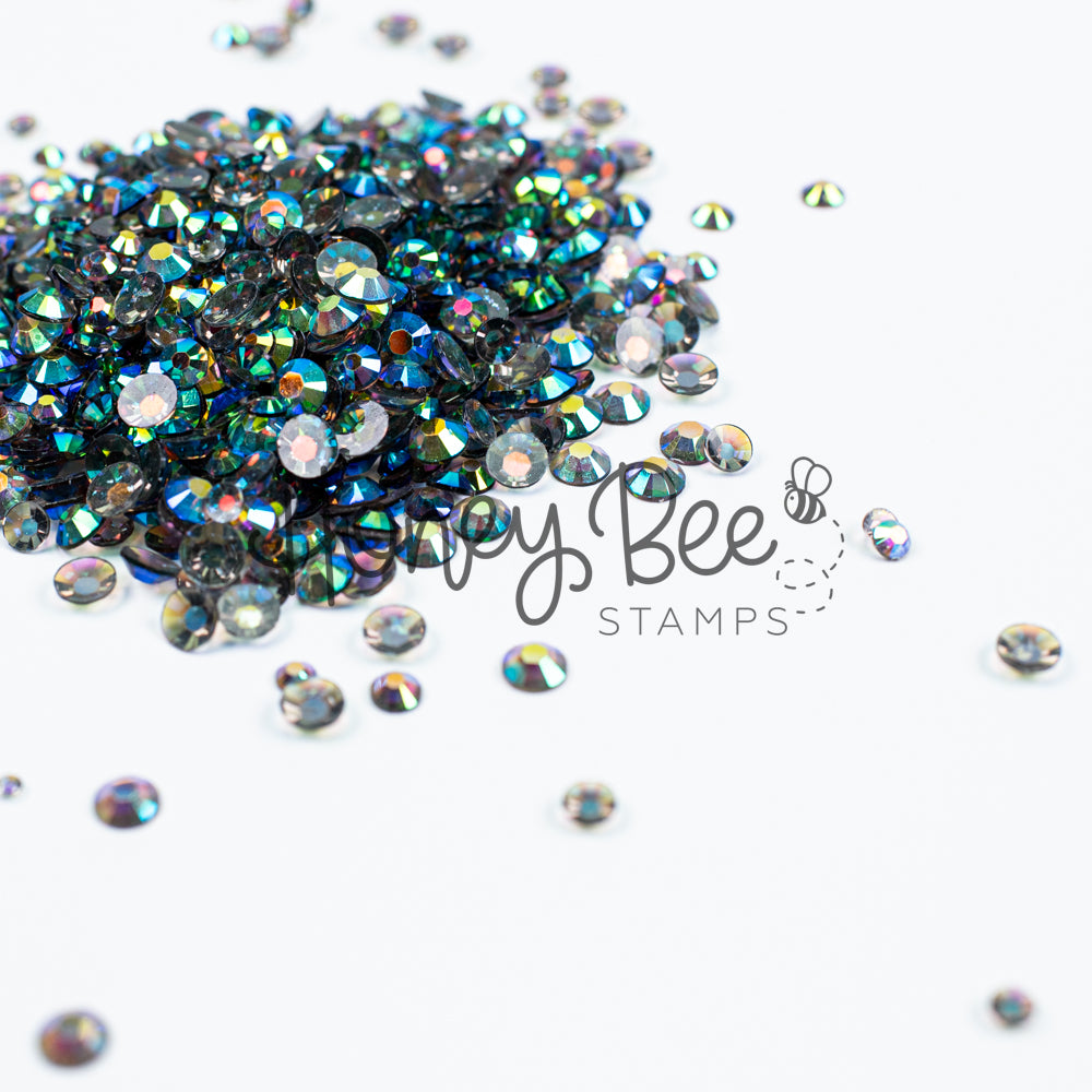 Field - Flat Back Rhinestone Emerald and Teal AB Mix 2mm to 5mm size
