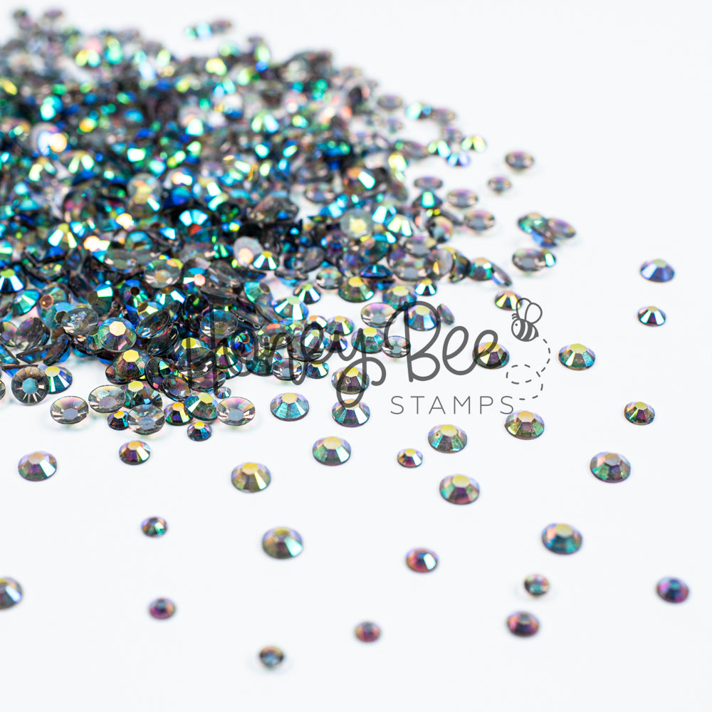 Field - Flat Back Rhinestone Emerald and Teal AB Mix 2mm to 5mm size