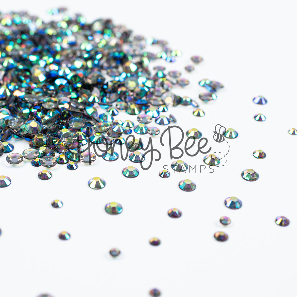 Field - Flat Back Rhinestone Emerald and Teal AB Mix 2mm to 5mm size