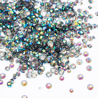 Field - Flat Back Rhinestone Emerald and Teal AB Mix 2mm to 5mm size