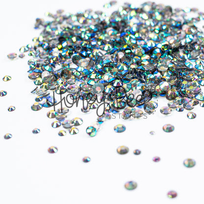Field - Flat Back Rhinestone Emerald and Teal AB Mix 2mm to 5mm size