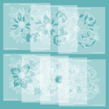 Gather & Give Thanks - Set of 7 - 6"x6" Coordinating Stencils