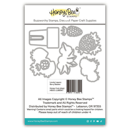 Honey Bee Stamps stamp set packaging with berry basket design on a white background