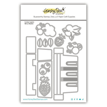 Honey Bee Stamps die set with various shapes and patterns on a white background
