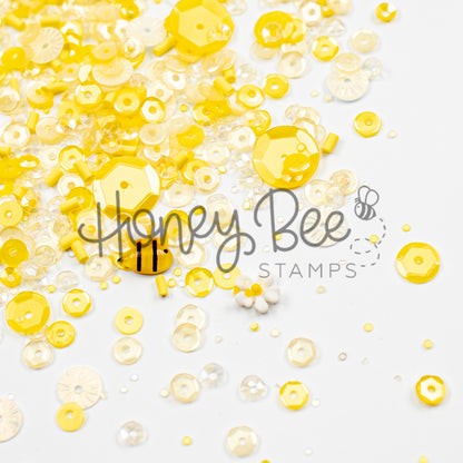 Honeycomb Glow - Sequin Mix with Special Daisy Charm and Bee Charm