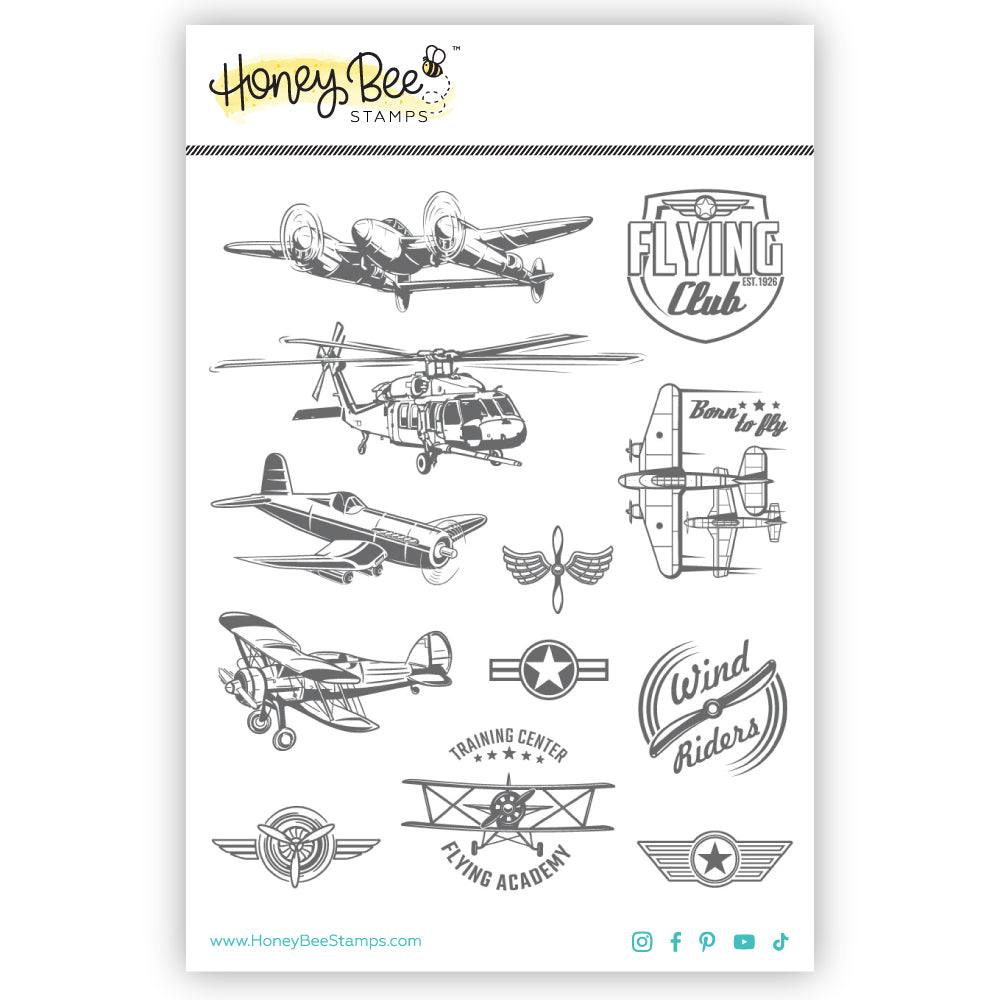 Born To Fly - 5x6 Red Rubber Stamp Set