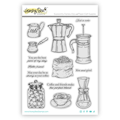 Rise And Grind - 6x8 Rubber Cling Stamp Set