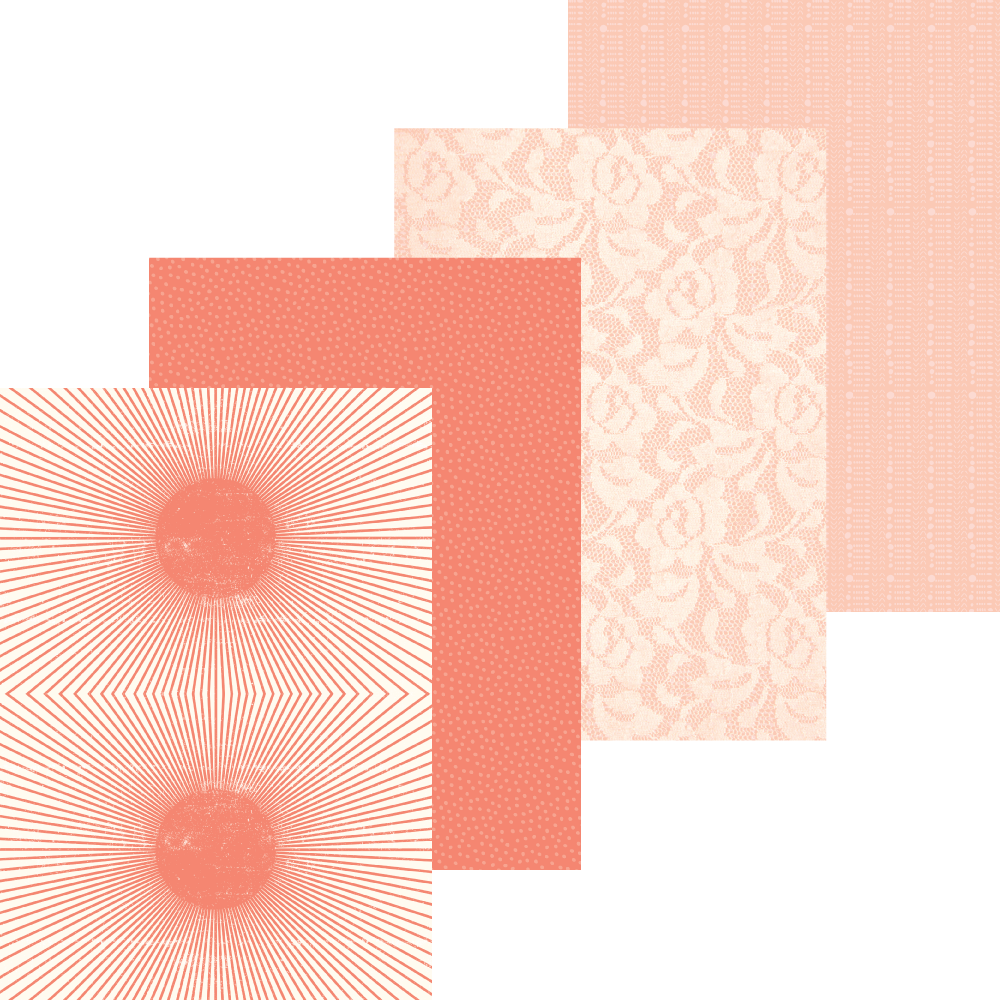 Set of four textured paper sheets with geometric and floral patterns on a white background